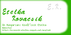 etelka kovacsik business card